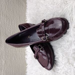 Classique Purple Lizard Faux Patent Leather Slip On Low Heel Loafer Shoe